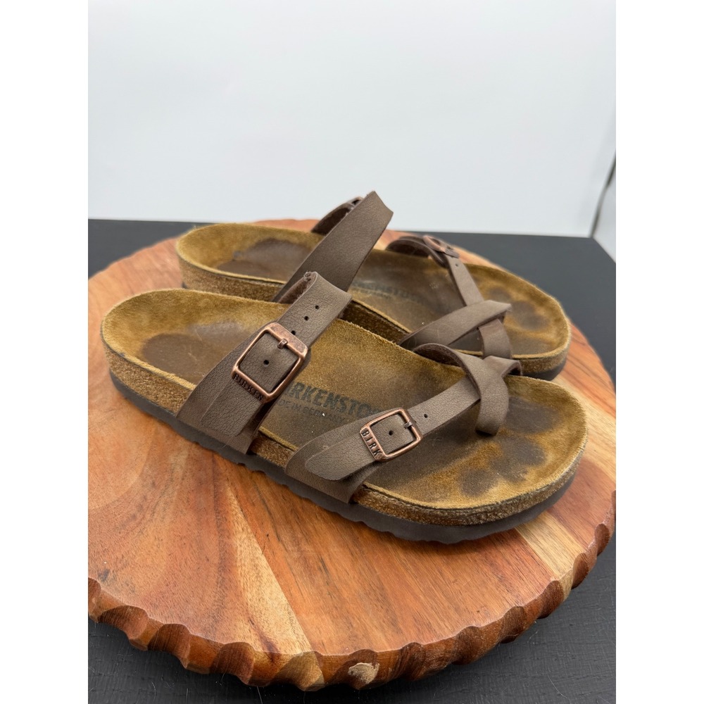 Birkenstock Mayari Sandals Women Size 36 Brown Strappy Toe Loop Slide Shoes